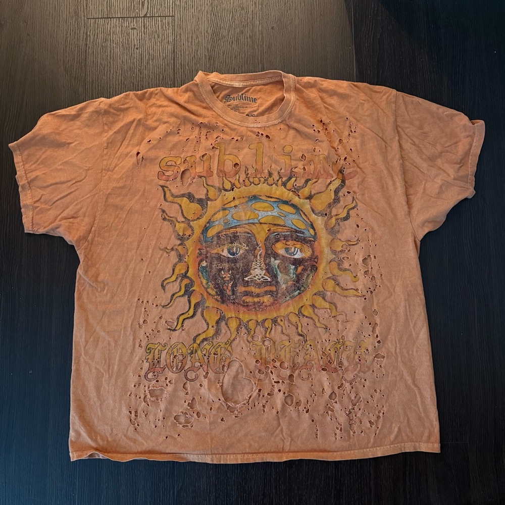 Oversized Sublime Sun Graphic Orange T-Shirt